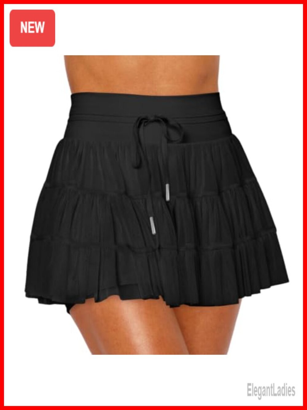 High Waisted Pleated Tennis Skirt with Built in Shorts Mesh Tulle Layered Skort